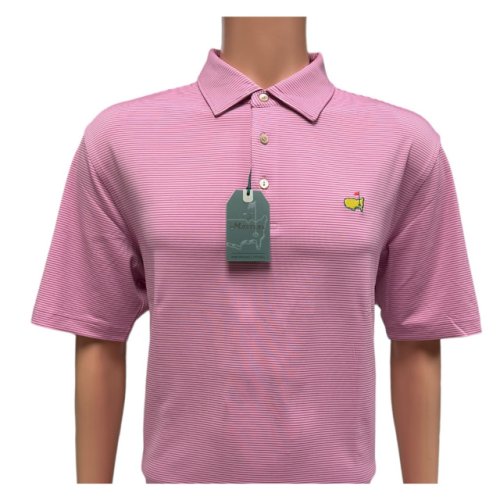 Masters Tech Light Pink and Rose Micro Stripe Performance Golf Shirt Polo