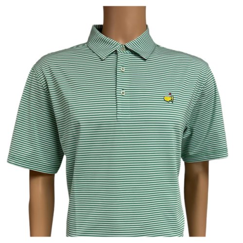 Masters Tech Mint Green and White Stripe Performance Polo 