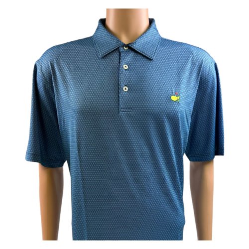 Masters Tech Navy with Blue Geometric Design Performance Polo 