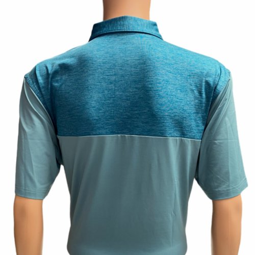 Masters Tech Smoke Blue and Teal Block Performance Golf Shirt Polo 
