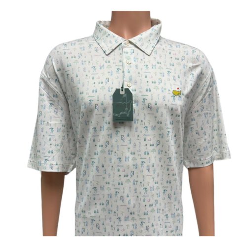 Masters Tech White Patrons Icons Performance Golf Shirt Polo