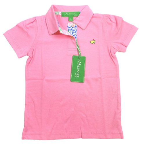 Masters Toddler Girls Pink Polo Golf Shirt with Patterned Placket 