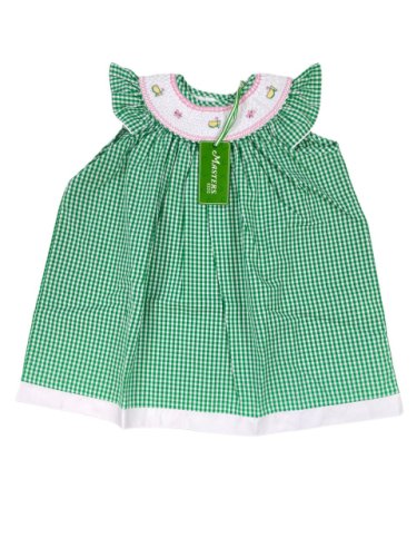 Masters Toddler Green Gingham Smock Dress 