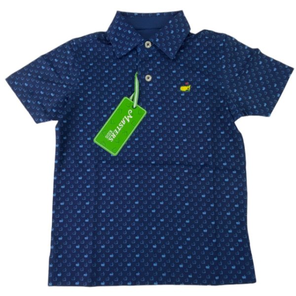 Masters Toddler Navy Mini Flag Pattern Performance Tech Polo 