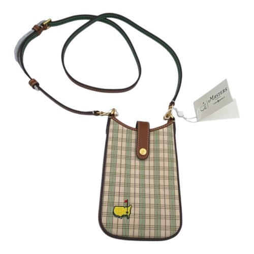 Masters Tory Burch Plaid Jacquard and Leather Phone Crossbody Bag 