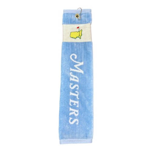 Masters Tri Fold Golf Towel - Light Blue/White Script 