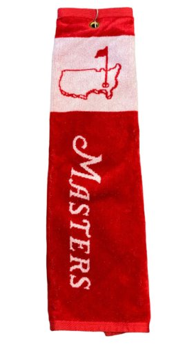 Masters Tri Fold Golf Towel - Red/White Script 