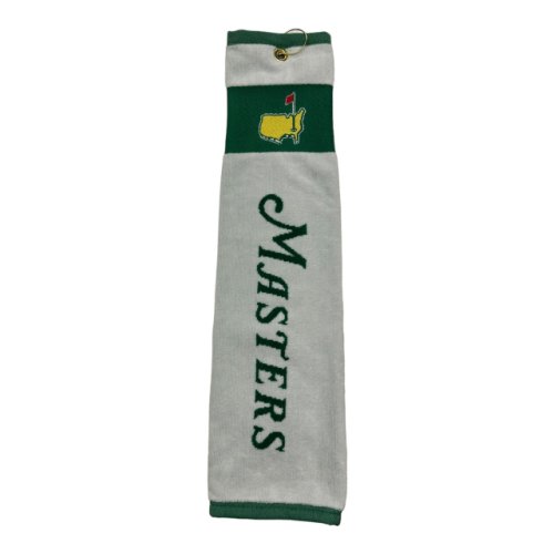 Masters Tri Fold Golf Towel - White/Green Script 