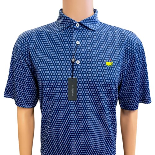 Masters Turtleson Navy and Luxe Blue Swirl Turtle Pattern Polo 