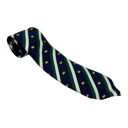 Masters Vineyard Vines Navy, Green and White Diagonal Stripes with Map Neck Tie 