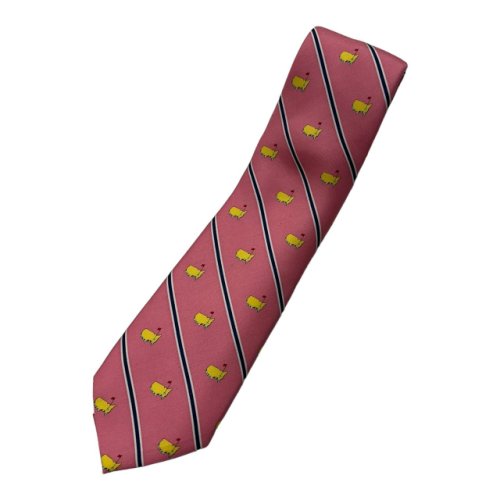 Masters Vineyard Vines Pink Silk Staggered Logo Tie with Navy and White Diagonal Stripes 