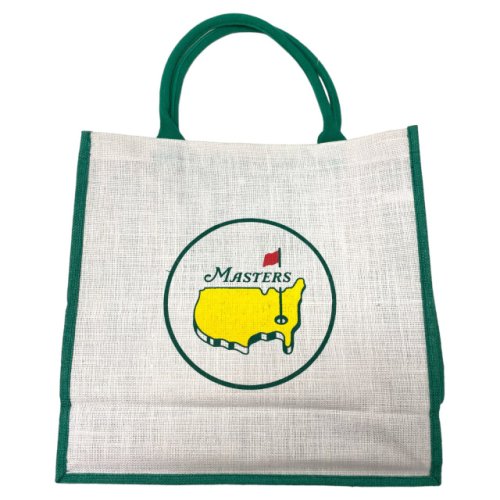 Masters White and Green Circle Logo Jute Shopper Tote Bag 