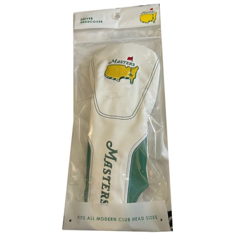 Masters White Driver Headcover with Green Trim 