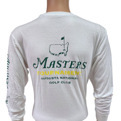 Masters White Long Sleeve Outline Logo Stacked Long Sleeve T-Shirt 