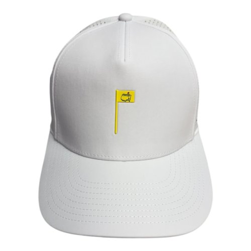 Masters White Performance Hat with Iconic Yellow Flag and Perforated Back 