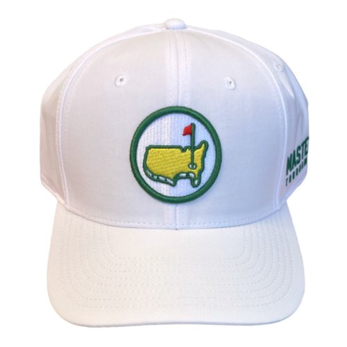 Masters White Performance Tech Hat with Green Circle Logo 