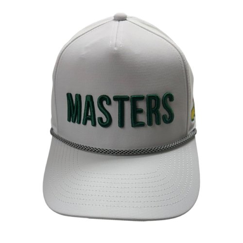 Masters White Performance Tech Rope Hat with Dark Green Raised Embroidery Letters 