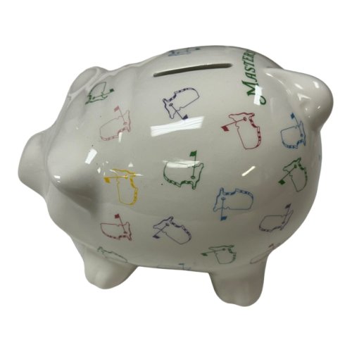 Masters White Rainbow Logo Pattern Ceramic Piggy Bank 