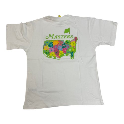 Masters Youth Girls White T-Shirt with Lime Green and Vivid Color Magnolias Map Logo 
