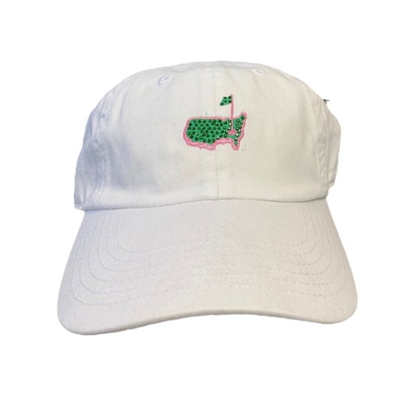 Masters Youth Hat White With Green Rhinestones 
