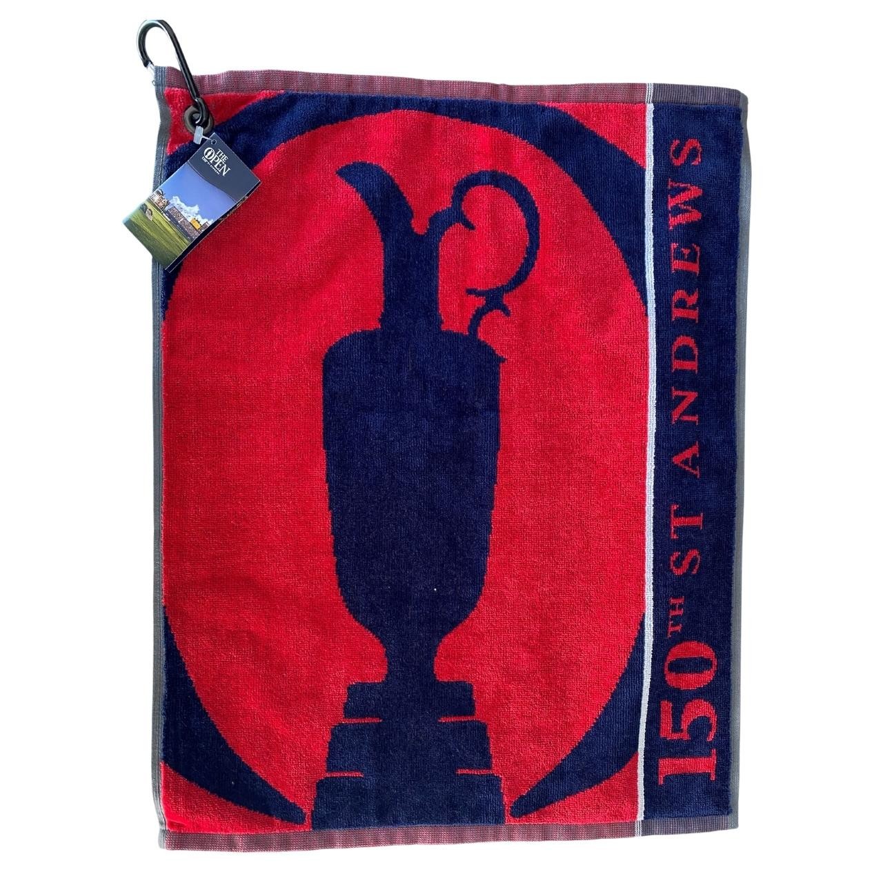 150th St Andrews British Open Big Logo Red and Navy Golf Bag Towel