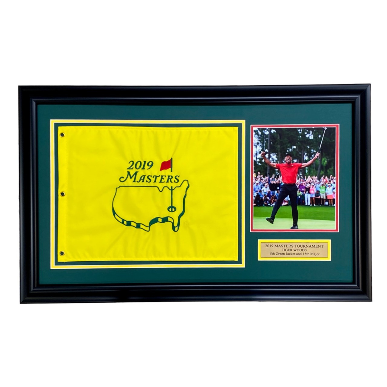 2019 Masters Tiger Woods Celebration Supreme Landscape Framed Pin Flag