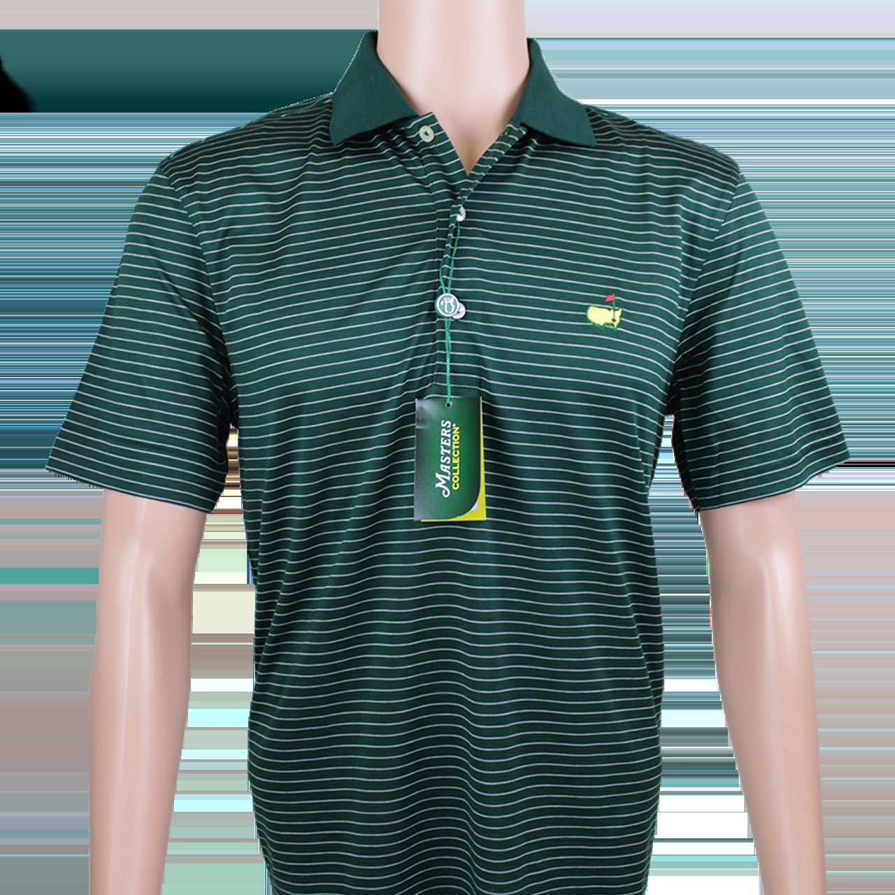 Masters Green and Thin White Striped Jersey Polo