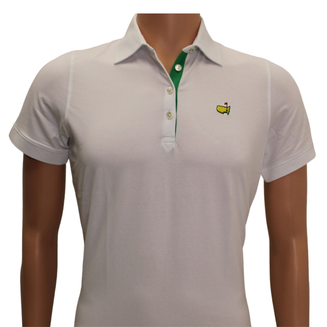 Masters Magnolia Lane White Golf Shirt with Green Trim Cotton Blend
