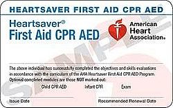 Heartsaver First Aid (October 6th at 6 pm.)