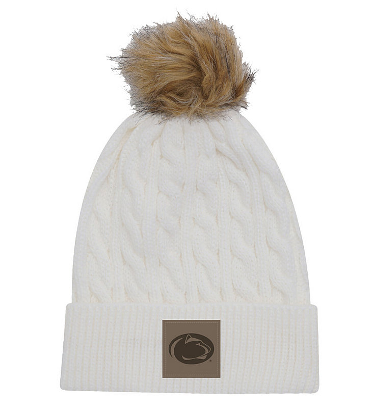 Ahead Penn State White Cable Knit Fur Pom Hat Nittany Lions (PSU) (Ahead )