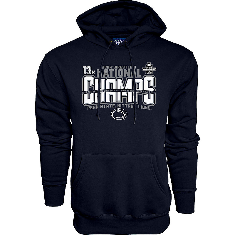 Blue 84 Penn State 2025 13X Wrestling National Champs Hooded Sweatshirt Navy Nittany Lions (PSU) (Blue 84 )