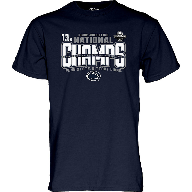 Blue 84 Penn State 2025 13X Wrestling National Champs T-Shirt Navy Nittany Lions (PSU) (Blue 84 )