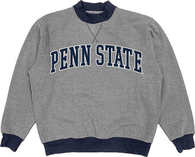 Blue 84 Penn State Arch Embroidered Mock Neck Crewneck Sweatshirt Grey Nittany Lions (PSU) (Blue 84 )