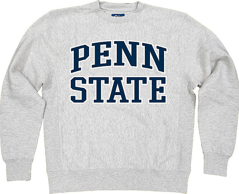 Penn State Block Embroidered Ash Reverse Weave Crewneck Sweatshirt 