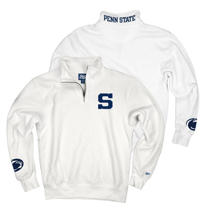 Blue 84 Penn State Block S Embroidered Quarter Zip Sweatshirt White Nittany Lions (PSU) (Blue 84 )