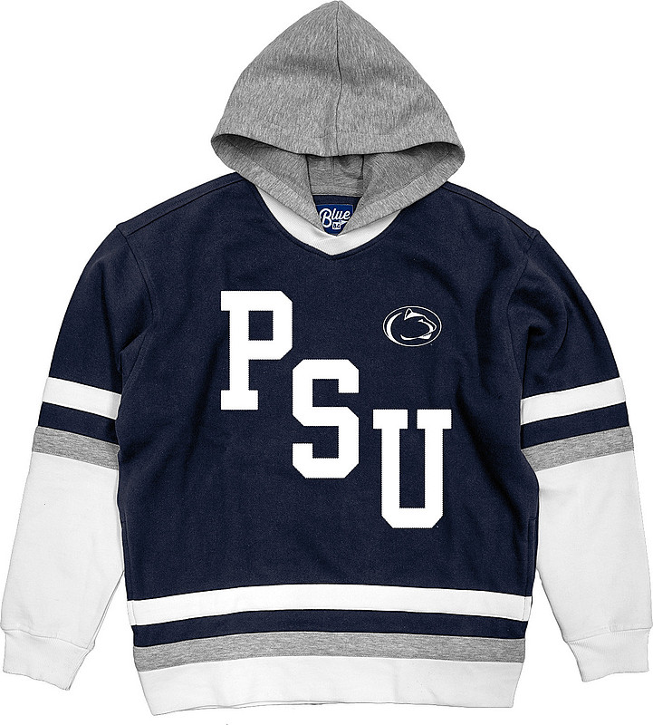 BLUE 84 Penn State Navy Color Block Ice Hockey Embroidered Hooded Sweatshirt Nittany Lions (PSU) (BLUE 84 )