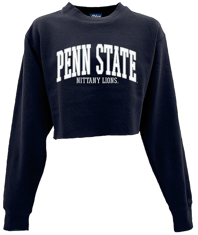 Blue 84 Penn State Navy Nittany Lions Raw Edge Crop Crew Nittany Lions (PSU) (Blue 84 )