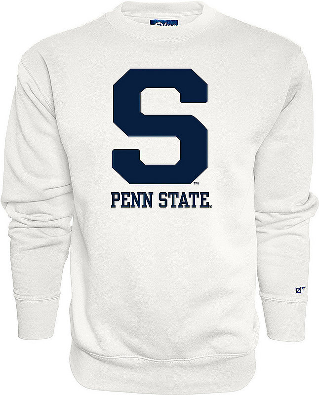 Blue 84 Penn State University Block S Embroidered Crewneck Sweatshirt White Nittany Lions (PSU) (Blue 84)