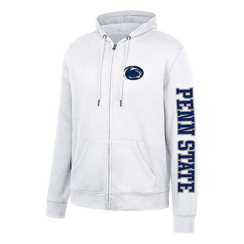 Blue 84 Penn State White Embroidered Full Zip Sweatshirt with Hood Nittany Lions (PSU) (Blue 84)