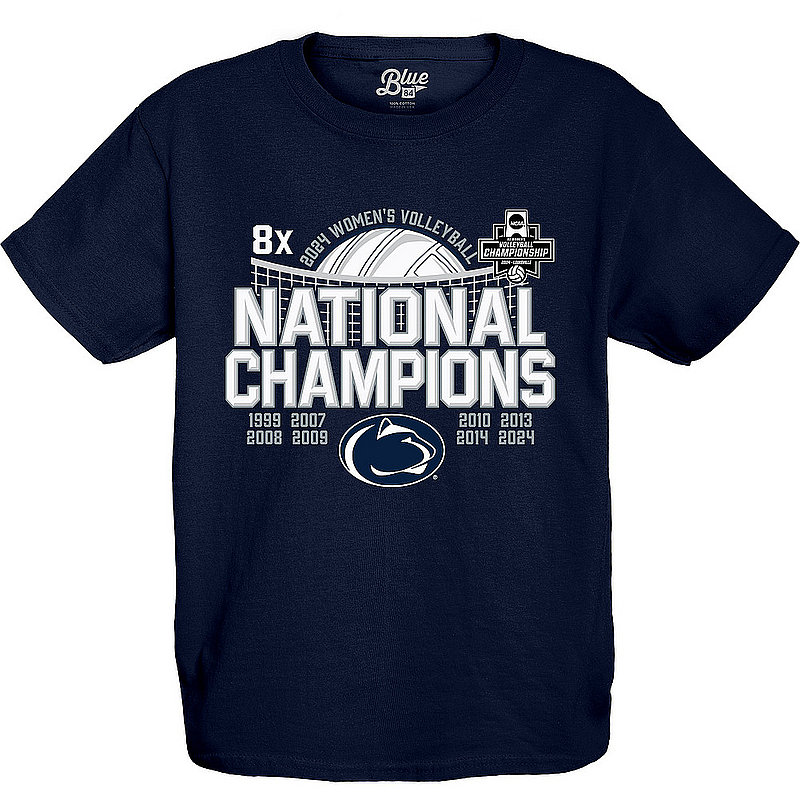 Blue 84 Penn State Women's Volleyball 2024 8X National Champs Youth T-Shirt Navy Nittany Lions (PSU) (Blue 84 )