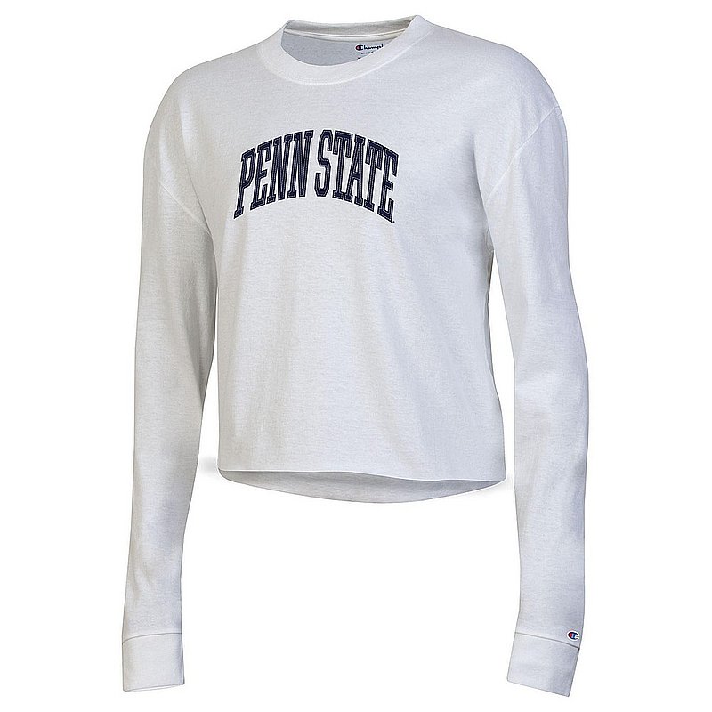 Champion Penn State Arch Women's Boyfriend Crop White Long Sleeve Tee Nittany Lions (PSU) (Champion)