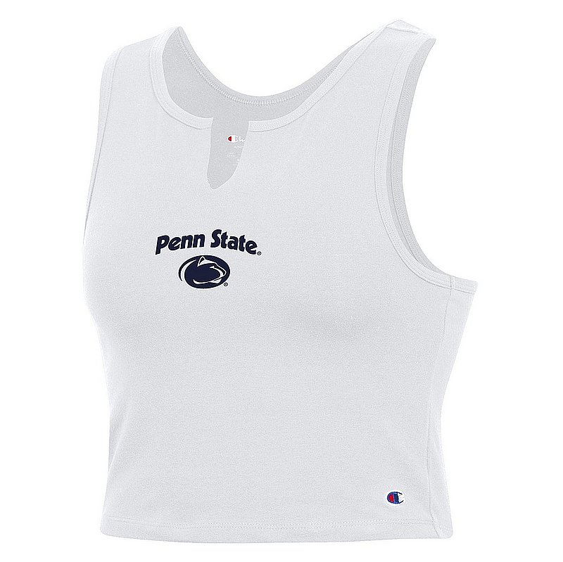 Penn State Champion Women's Split Neck White Cropped Tank 