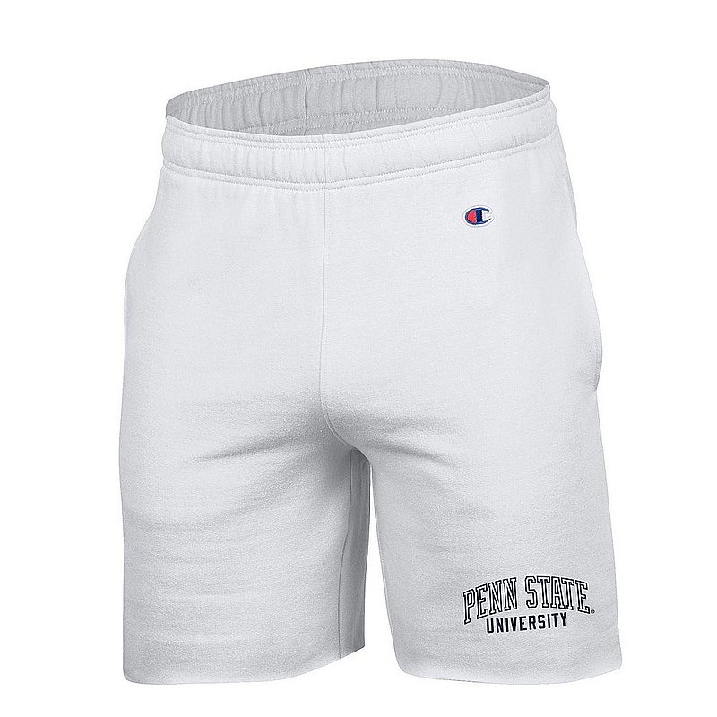 Penn State University Champion Powerblend Fleece Shorts White 