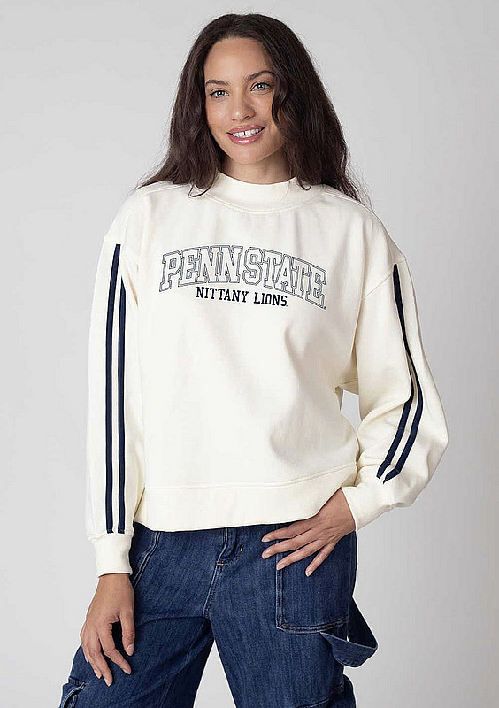 Chicka D Penn State Nittany Lions Women's Varsity Mock Neck Crewneck Ivory Nittany Lions (PSU) (Chicka D )