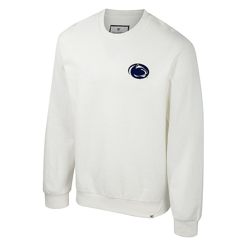 Penn State Embroidered White Embroidered Corded Crewneck Sweatshirt