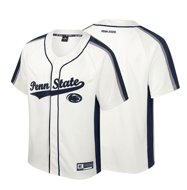 Colosseum Penn State Mens Embroidered Baseball Jersey White Nittany Lions (PSU) (Colosseum )