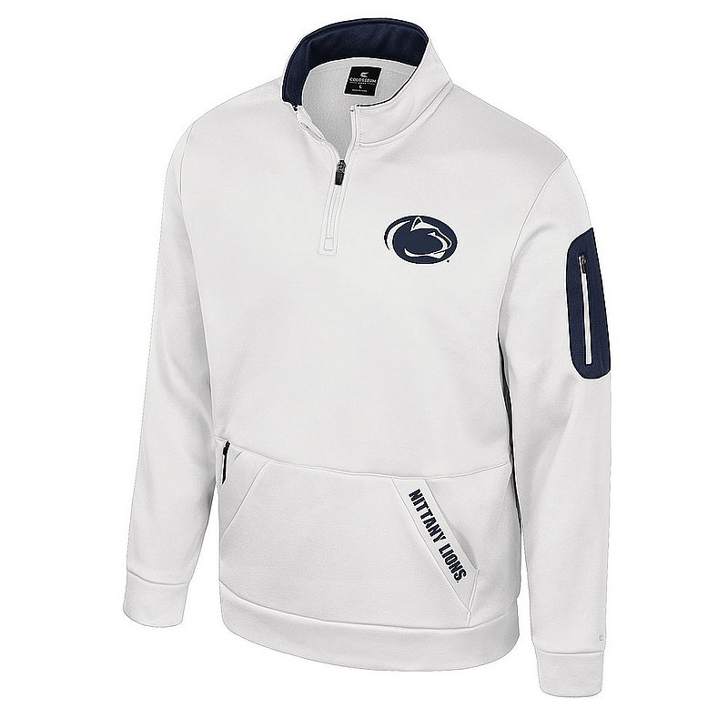 Colosseum Penn State Mens Main Frame Performance Fleece Quarter Zip Sweatshirt White Nittany Lions (PSU) (Colosseum )