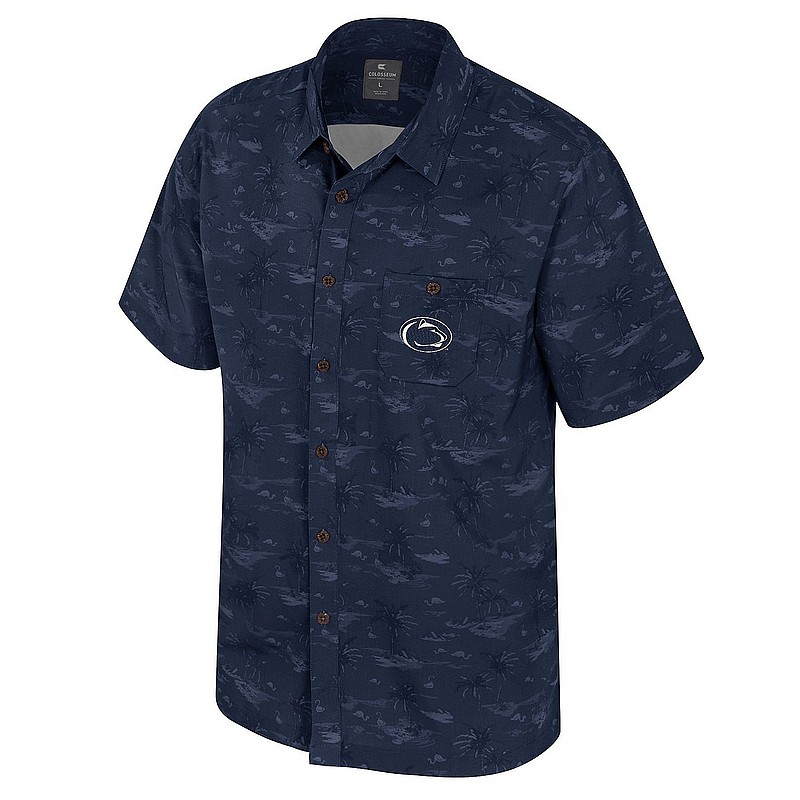 Colosseum Penn State Mens Navy Hawaiian Style Camp Button-Up Shirt Nittany Lions (PSU) (Colosseum )
