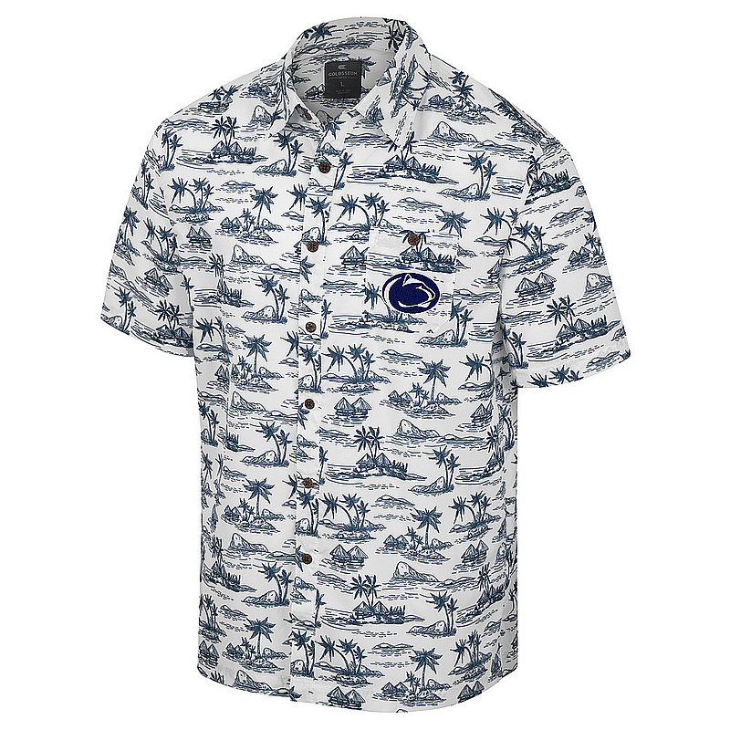Colosseum Penn State Mens White Island Style Camp Button-Up Shirt Nittany Lions (PSU) (Colosseum )