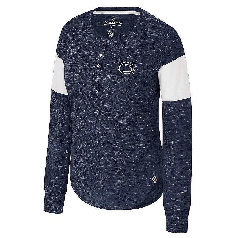 Colosseum Penn State Nittany Lions Women's Speckled Navy Henley Long Sleeve Tee Nittany Lions (PSU) (Colosseum )